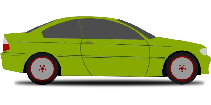 Een groene auto in de kleuren van de Onderdelenlijn.